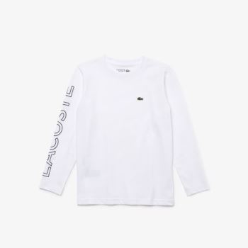 Lacoste SPORT Breathable Cotton T-shirt Dětské - Tričko Bílé / Tmavě Blankyt Blankyt | CZ-Ue4UId